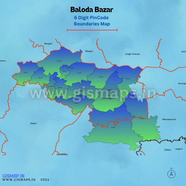 Baloda Bazar Pincode Boundaries Map (Chhatisgarh)